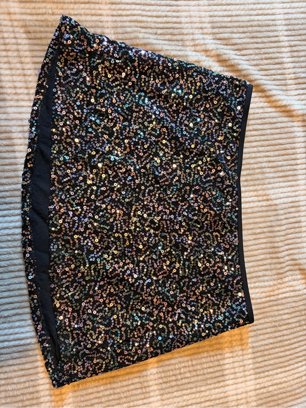 No Boundaries Black Sequin Mini Skirt with Iridescent Sparkle